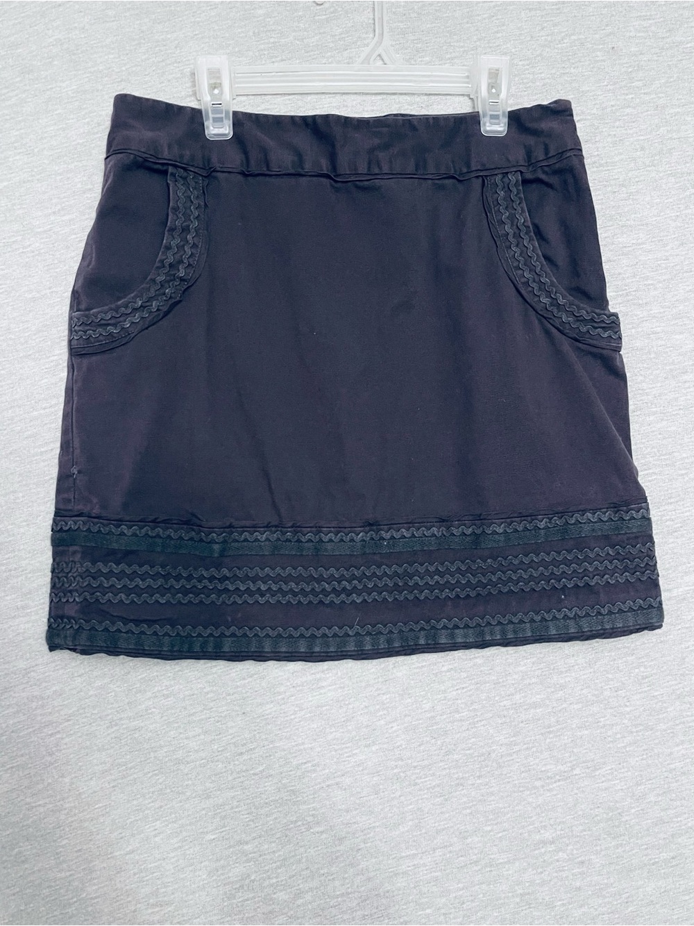 Y2K Anthropologie Elevenses Gray Cotton Trim Utility Mini Skirt
